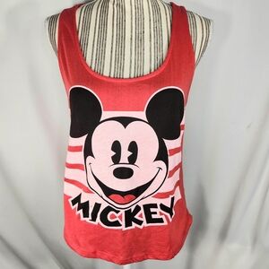 Disney Mickey Mouse Red Floral Lace Back Sleeveless Tank Top Size Medium (7-9)